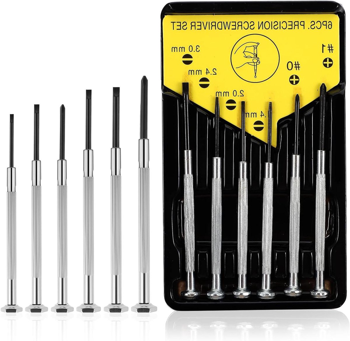 Allecto Plus - 6-in-1 mini fijnmechanica-schroevendraaierset | Horlogemakerset voor precisie reparaties | Inclusief kleine schroevendraaier | Geschikt voor horloges en brillen