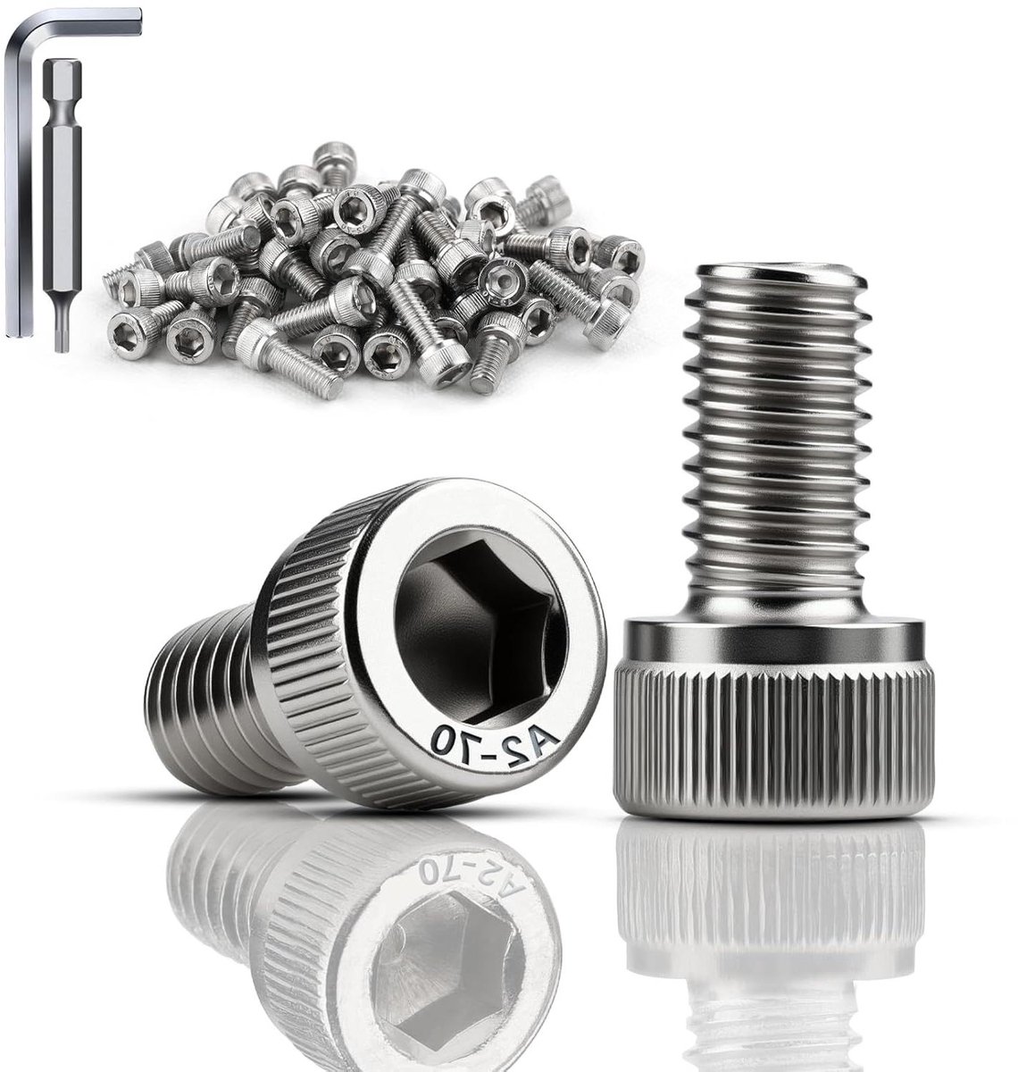 Allecto Plus - Pack van 120 Cilinderkopbouten M4 x 8 mm Roestvrijstalen Cilinderkopbouten met Zeskantschroef