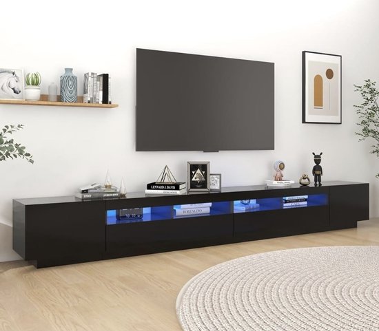 Meuble TV avec éclairage LED noir, 300 x 35 x 40 cm, Meubles TV et centres multimédia, Meuble TV avec LED, Meuble TV pour salon