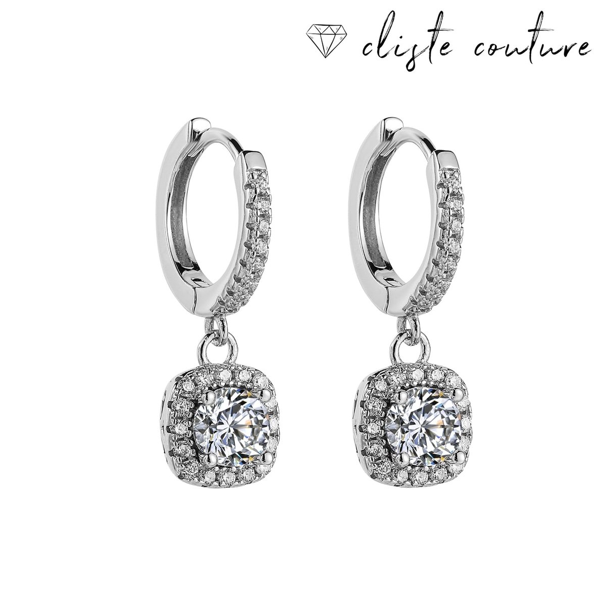 Cliste Couture - Moissanite Diamant 0.6 Karaat Zilveren Oorbellen Dames - Zilver - Hypoallergeen Oorknopjes - Met Certificaat - Oorbellen Dames
