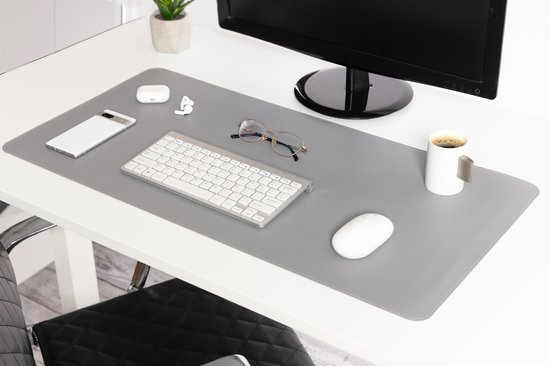 Sous-main - Sous-main - Organisateur de bureau - Sous-main - Cuir artificiel de haute qualité - 80 x 40 cm - Grijs