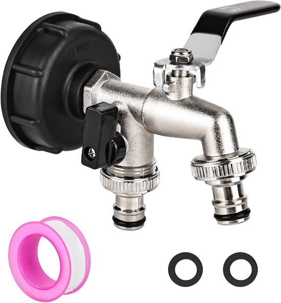Foto: Allecto plus ibc aftapkraan voor watertank adapter ibc containeraansluiting 1000 l 1 2 inch uitloopverlenging s60 x 6 grove schroefdraad zwart