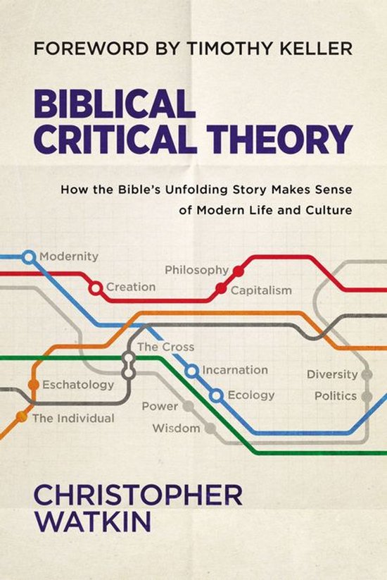 Boekcover van "Biblical Critical Theory" door Christopher Watkin. Met een diagram dat lijnen en cirkels toont die concepten verbinden.