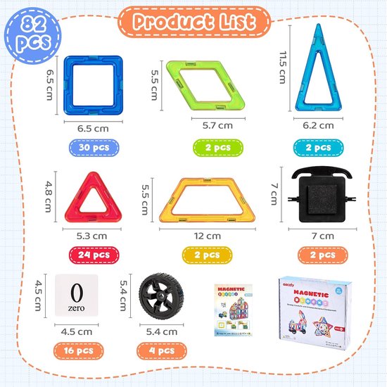 aaczly Magnetische constructie voor kinderen, 50 stuks