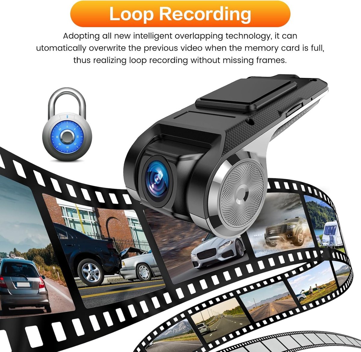 USB-auto DVR-camera/videorecorder, loop-opname ADAS, dashcam, met 32 GB SD-kaart, 24-uurs parkeermodus, rijrecorder, dashcam voor Android, radio, stereo, GPS, dvd, nachtzicht, Full HD – foto 4