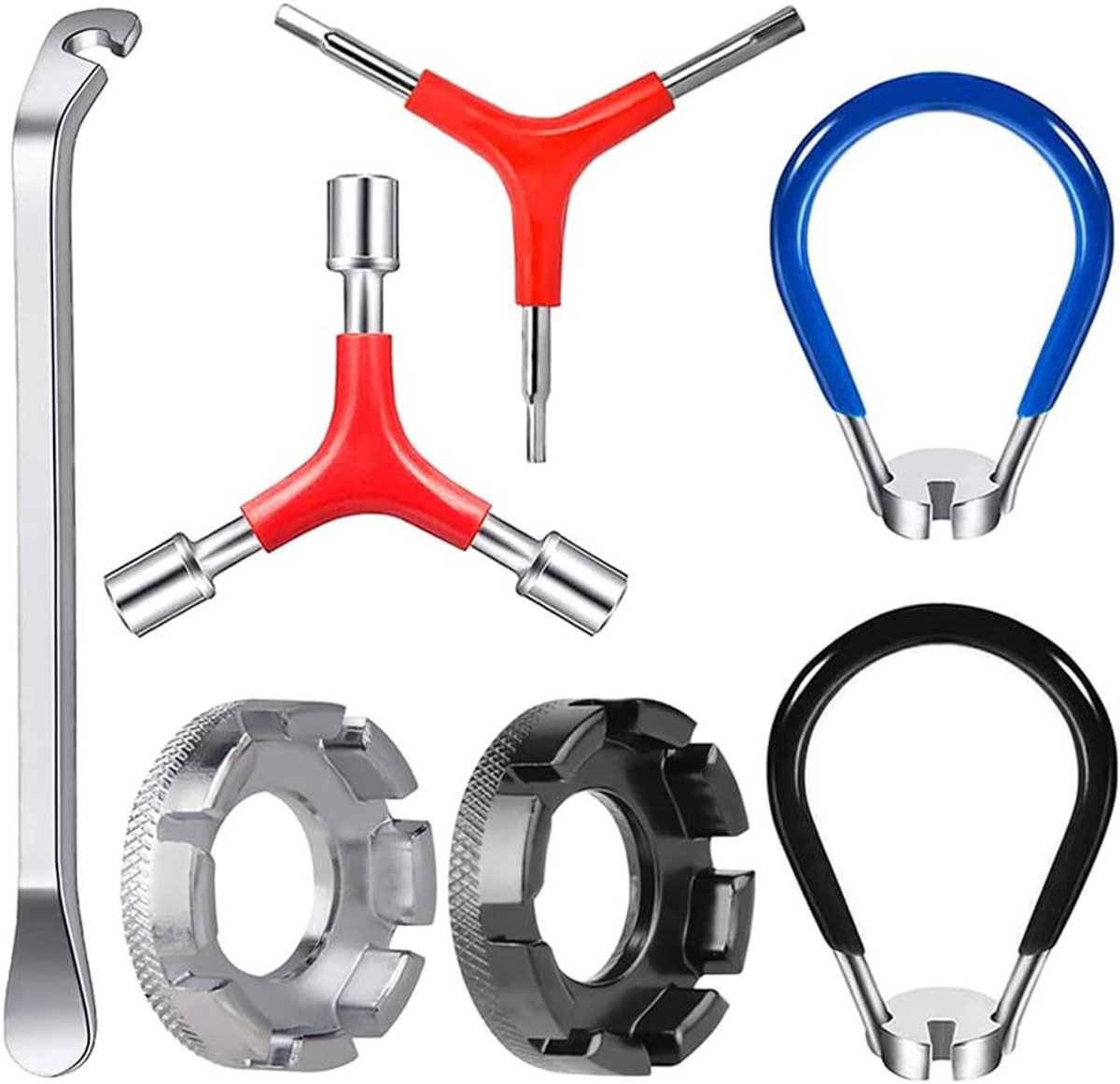 Fiets spaaksleutel set met 7 stuks - handige gereedschap voor fiets spaken en banden - inclusief Y zeskantsleutel