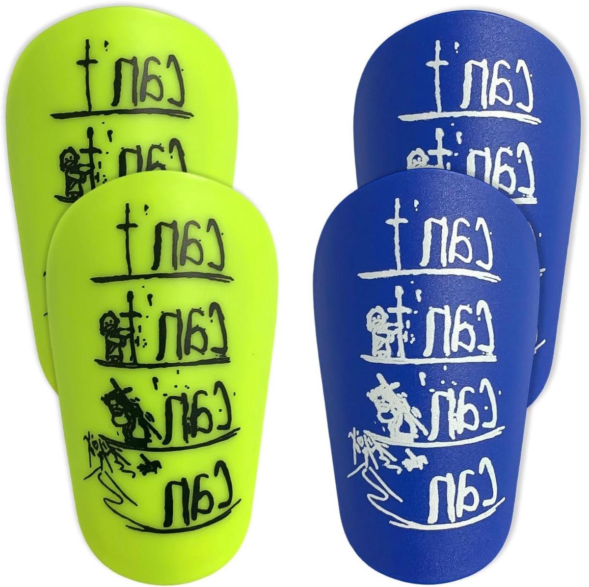 Allecto Plus - Minischeenbeschermers voor Volwassenen & Kinderen - Blauw/Groen met Verstelbare Bandjes - Lichtgewicht en Duurzaam - Voetbalaccessoire met Hoge Bescherming