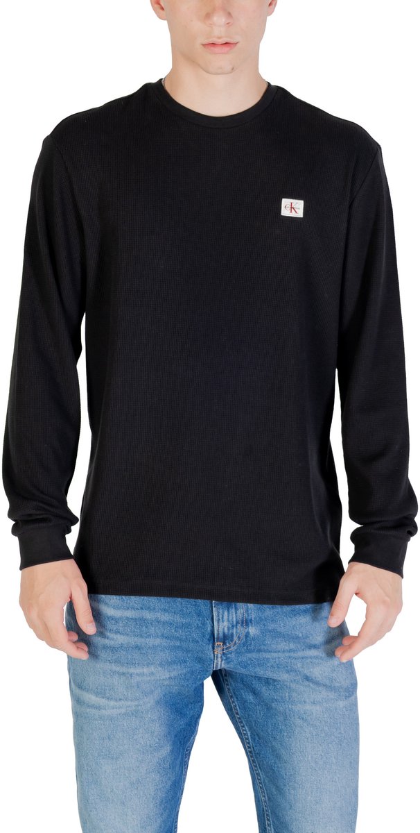 Calvin Klein Jeans Long Sleeve Waffle T-Shirt Zwart