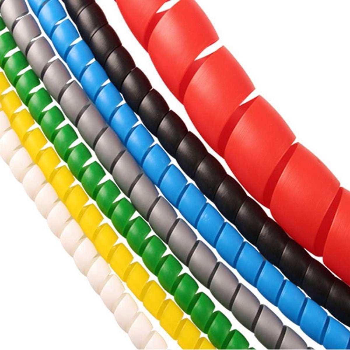 Allecto Plus - 2 meter zwarte kabelbeschermer voor computerkabels - kabelloze 8 mm spiraalvormige buis voor thuis of op kantoor