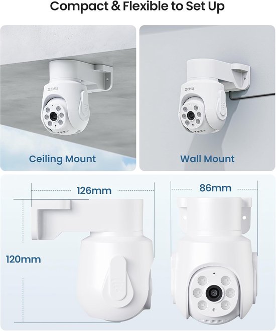 RFWR® 1080p Bewakingscameraset met 5MP DVR Recorder en 1TB HDD - 4X 2MP CCTV Camera's met 360° Pan & Tilt van RFWR — afbeelding 3