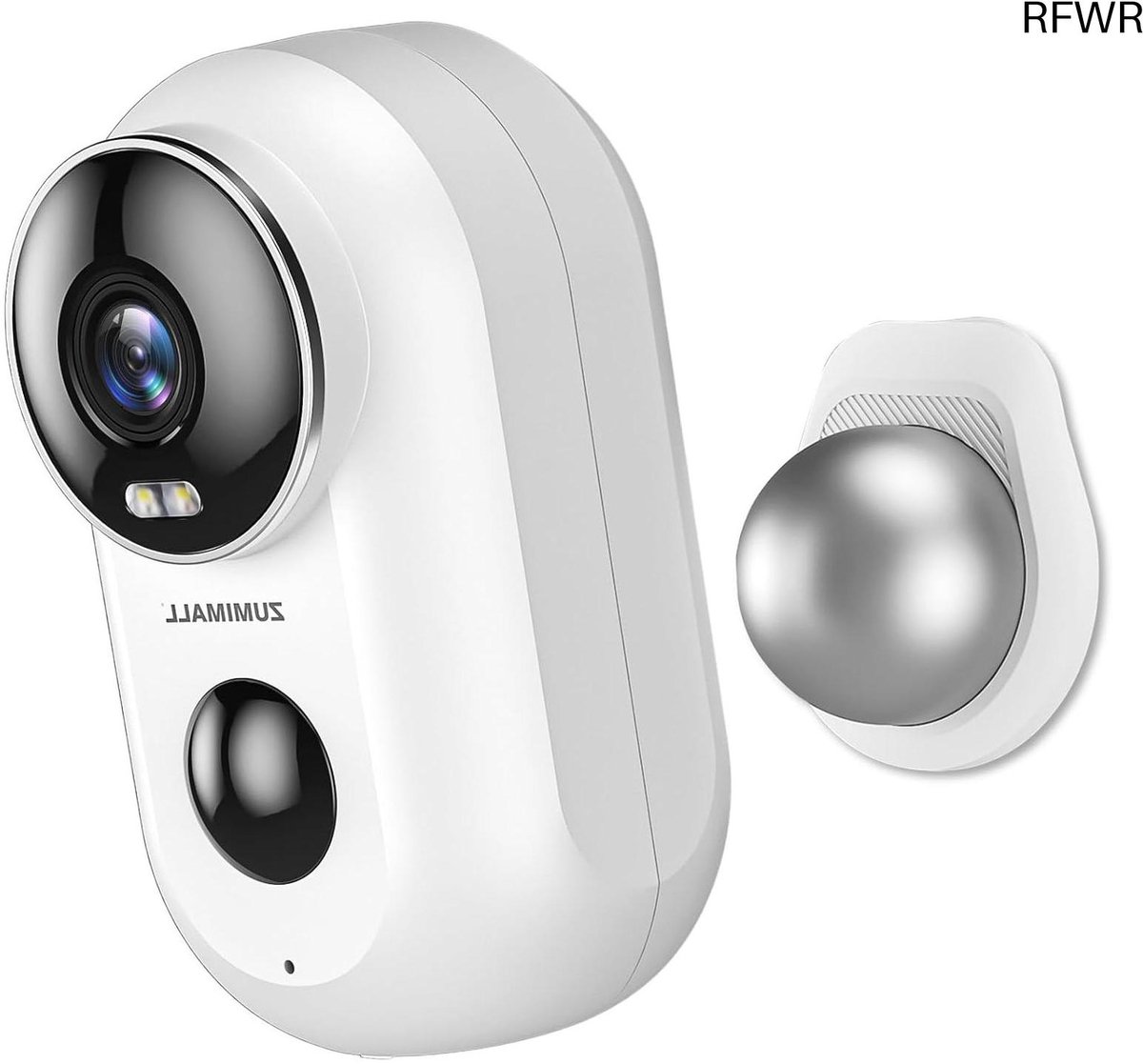 RFWR® Draadloze oplaadbare wifi-camera met 1080p video en nachtzicht voor binnen en buiten