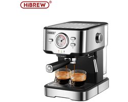 Koffiezetapparaat - koffiemachines - HiBREW Koffiezetapparaat Cafetera 20-bar Espresso inox Semi-automatische Expresso Cappuccino Heet water Stoomtemperatuurweergave H5