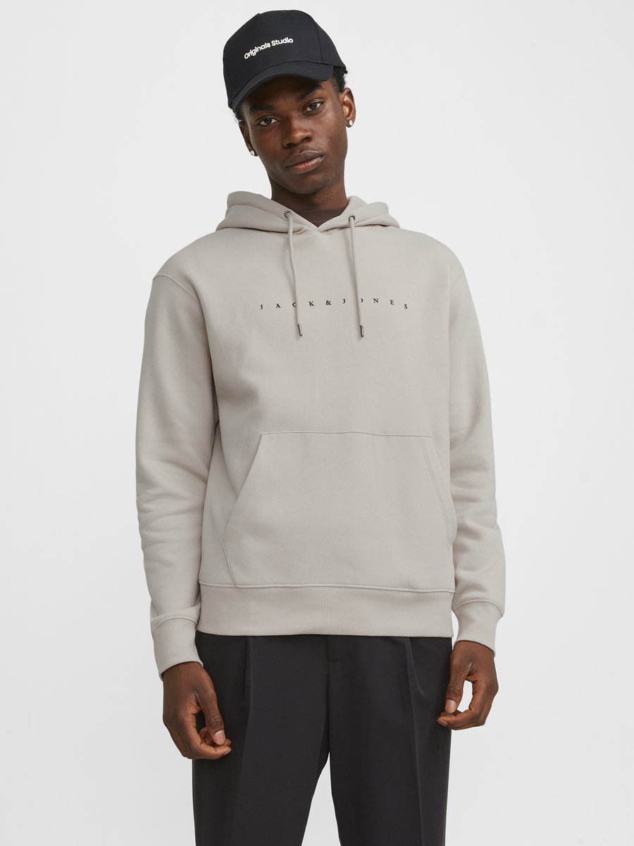 JACK & JONES Star jj sweat hood regular fit - heren hoodie katoenmengsel met capuchon - beige — afbeelding 12