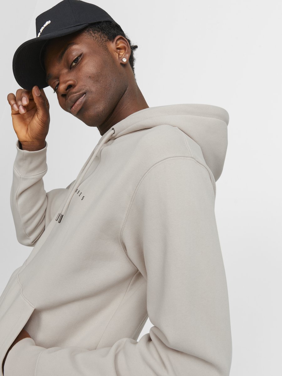 JACK & JONES Star jj sweat hood regular fit - heren hoodie katoenmengsel met capuchon - beige — afbeelding 6