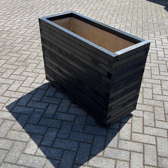AMISHOUT - Jardinière haute en bois 100x40x72cm - noir - jardinière d'extérieur