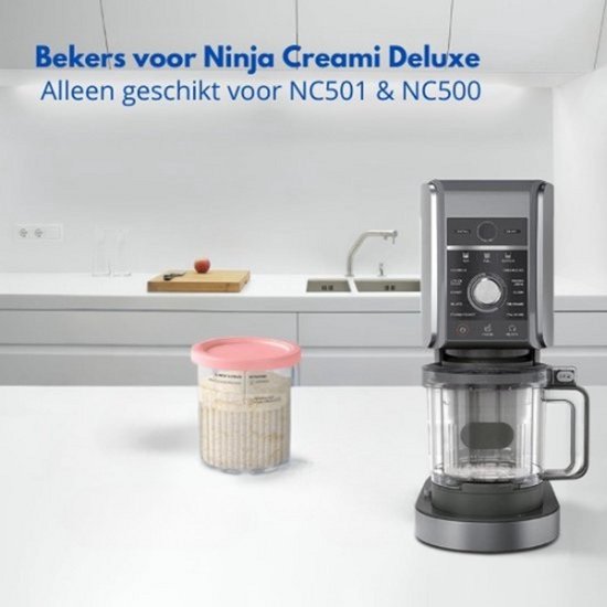 Beker geschikt voor Ninja Creami Deluxe ijsmachine, Extra Beker, Bakje & Deksel - 1 stuks - containers compatibel met NC501EU & NC500EU Serie - BPA-vrij, vaatwasmachinebestendig van Merkloos — afbeelding 5