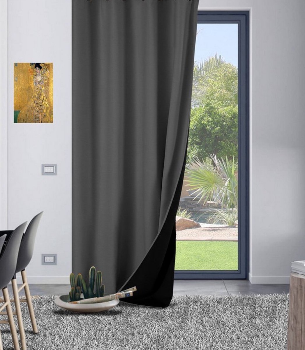 Home Style Alina Kant-en-Klaar Gordijn Grijs | 140x260 cm | Verduisterend & Thermisch | Met Haakjes | 100% Polyester 420 g/m² | Per Stuk