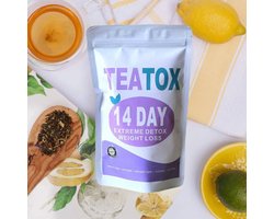 TeaTox 14 Dagen Detox Thee – Vegan Afslankkuur – Buikvet Verbranden / Snel Afvallen / Detox / Fatburner / Thee Kuur / Gewicht Verliezen