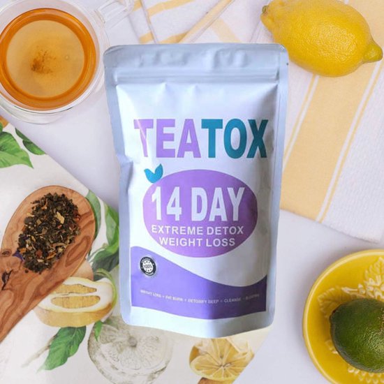 Teatox 14 Dagen Detox Thee - afvallen en buikvet verbranden - vegan afslankkuur
