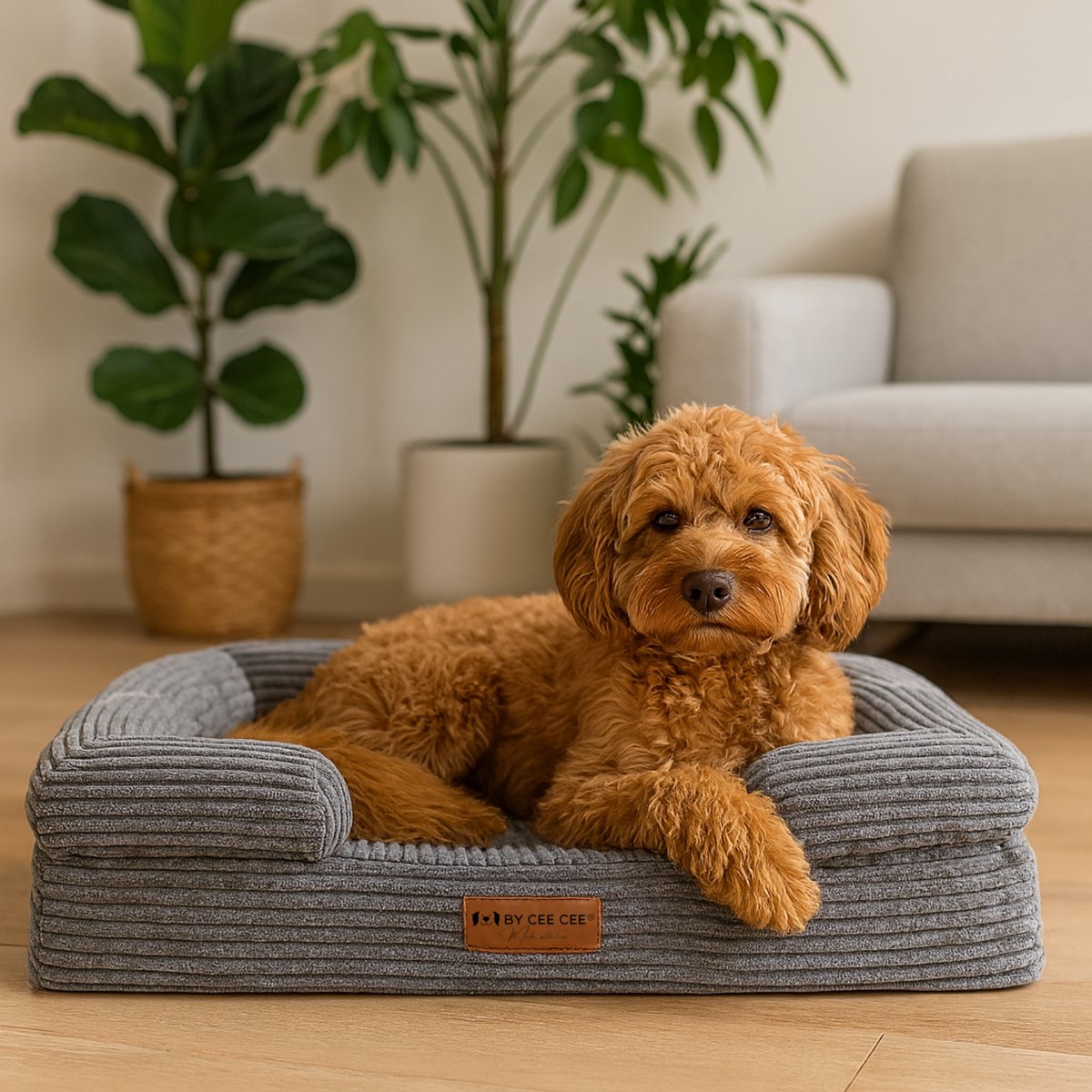 By Cee Cee Orthopedische Hondenmand – Orthopedisch Hondenkussen – Hondenbed – Ribstof - Voor Kleine Honden - Donkergrijs - 80x55cm - Jax – foto 4