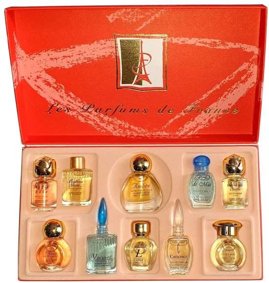 Kerst Cadeau - Luxe Franse Eau de Parfum - Miniaturenset - Origineel uit Grasse - 10 miniaturen - in schitterende flesjes.