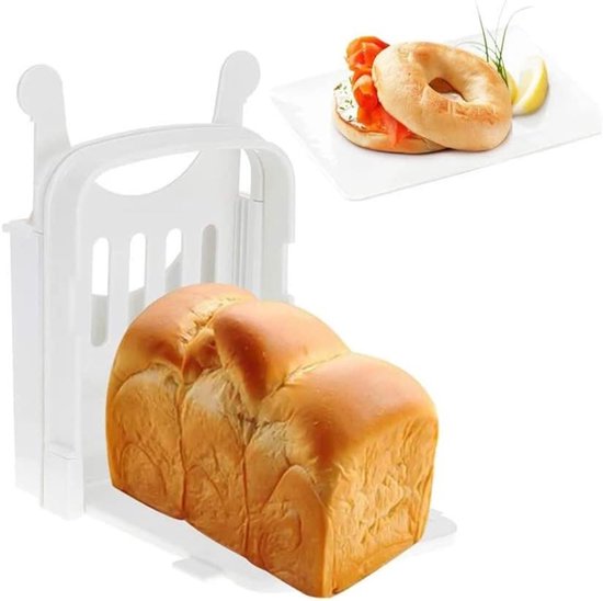 Trancheuse à pain, pain grillé, trancheuse de cuisine, sandwich pliable, instructions de réglable, pain à la main, outil de cuisine avec 4 trancheuses à pain épaisses