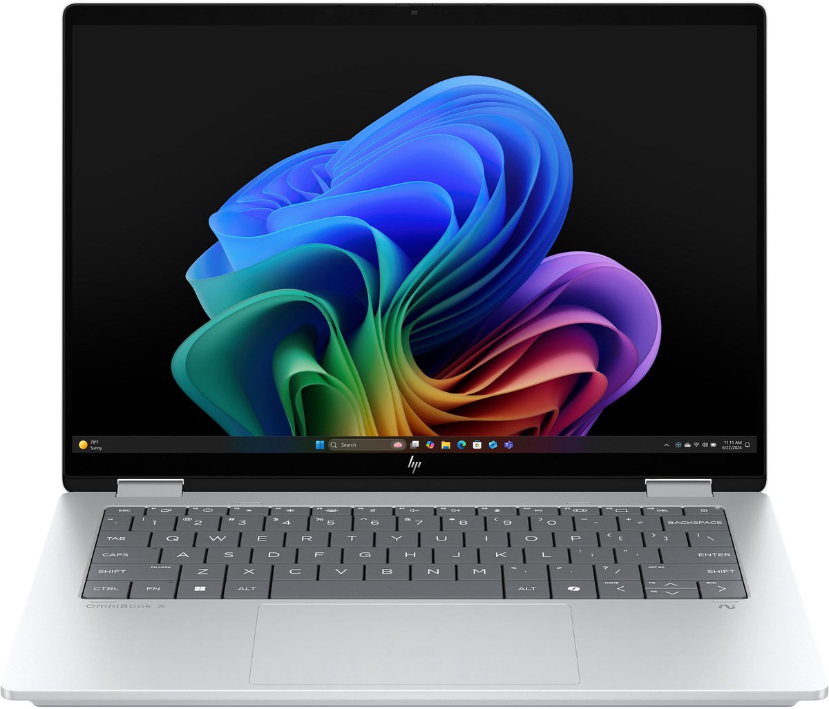 HP OmniBook X FlipNGAI 14-fm0670nd Copilot+ PC Intel Core Ultra 7 256V Hybride (2-in-1) 35,6 cm (14") Touchscreen 3K 16 GB LPDDR5x-SDRAM 1 TB SSD Wi-Fi 7 (802.11be) Windows 11 Home Zilver QWERTY