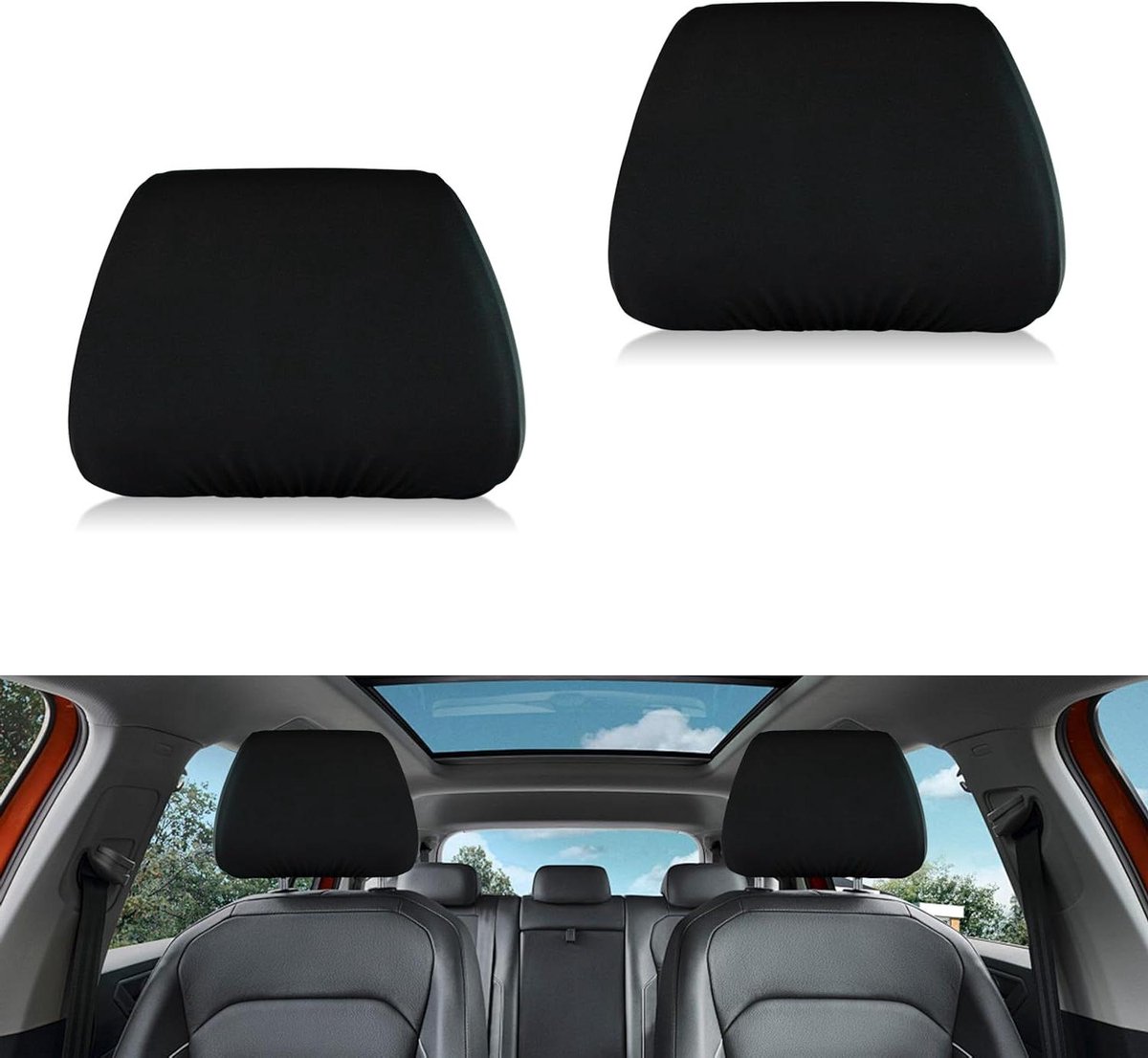 Auto Hoofdsteun Covers 2 Stuks - Universele Hoofdsteun Protector - Elastische Zoom - Zwart - Stofdicht - Wasbaar - Voor Truck, Bus, Coach Auto