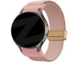 Bandz Gevlochten nylon bandje 'Easy fit' - Geschikt voor Samsung Galaxy Watch 7 (40 & 44mm) / Galaxy Watch 6 Classic (43 & 47mm) / Galaxy Watch 5 (Pro) / Galaxy Watch 4 (Classic) / Galaxy Watch FE (roze)