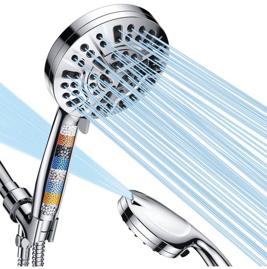 Besjaar Douchekop - Regendouche - Wellness - 10 Sproeistanden - Hoge Druk - Betere Huid - Handdouche - Luxe Moderne Handdouche - Waterbesparende - Chrome