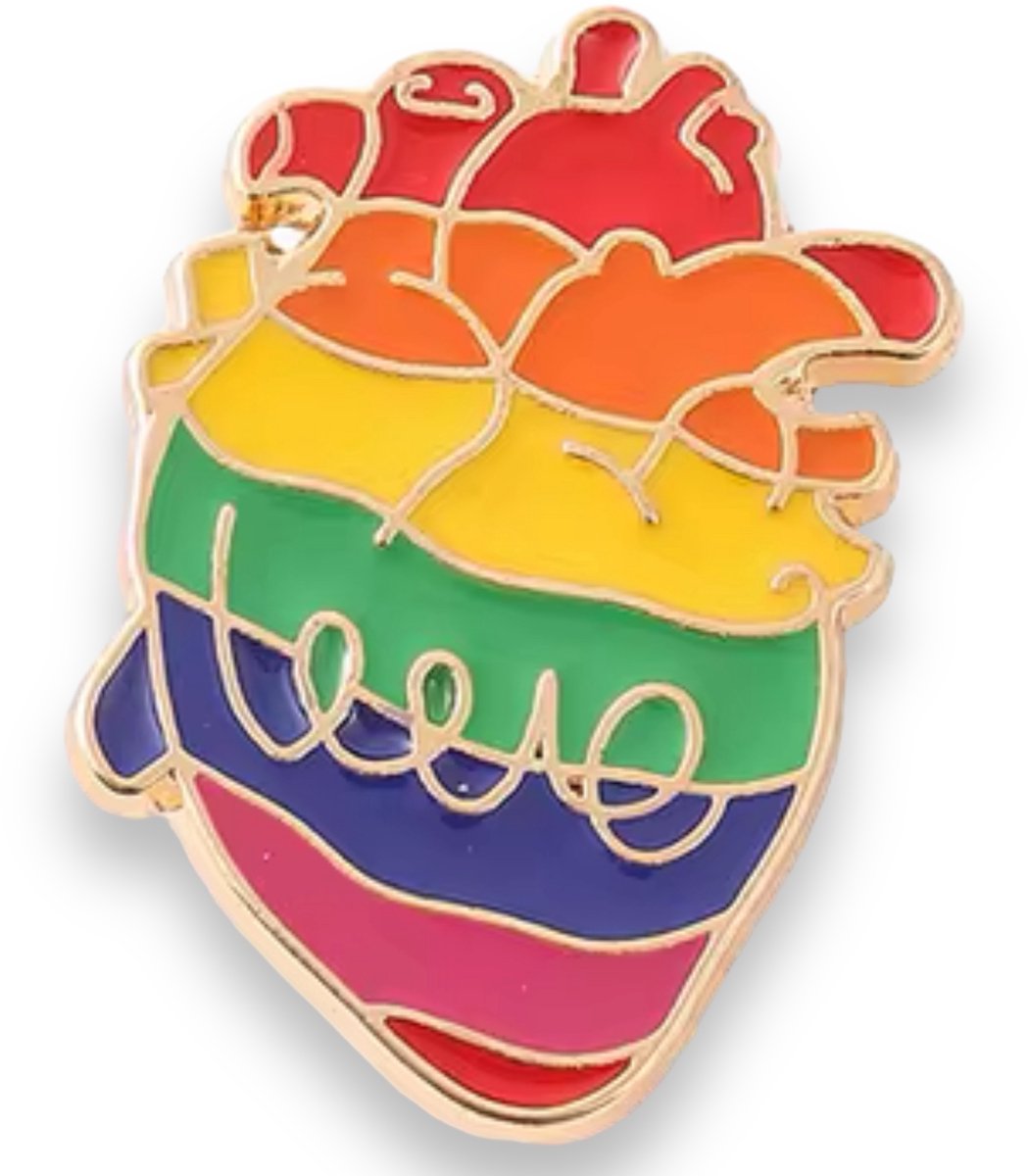 Love Hart Regenboog Pin – Pride Accessoire – Love Pin (3,5 x 2,5 cm)