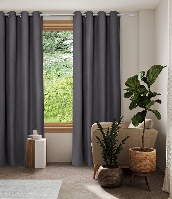 Home Style Thermisch Gordijn – Lichtdoorlatend – Met Ringen – 140x250 cm – Grijs