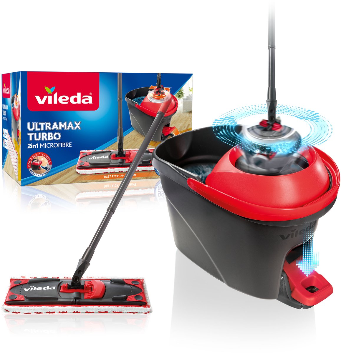 Goedkoopste Vileda Ultramax Turbo complete set - Voor alle soorten vloeren - Comfortabel en ergonomisch dweilen