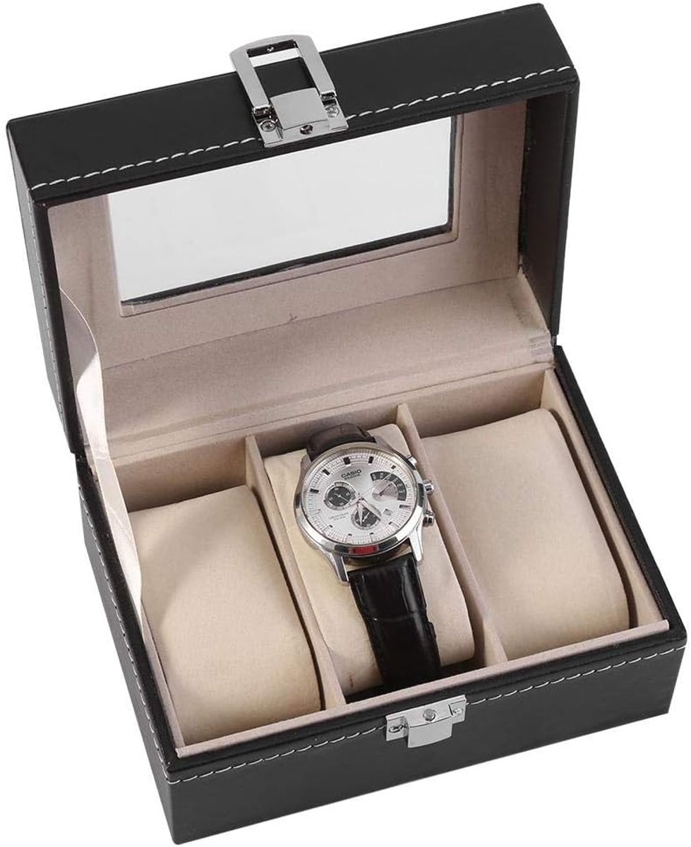 Display Storage Box - High Grade 3 Slots - PU Leather - Horloge Organizer - Sieraden Organizer