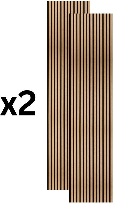 Panneaux muraux acoustiques - Lot de 2 - 60 x 240 cm - 3 faces - 13 mm - Chêne naturel - Absorption acoustique - Flexible - Design élégant - Akupanel - Panneaux acoustiques - Panneau acoustique - Mur acoustique