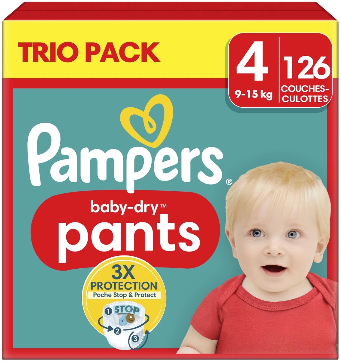 Goedkoopste Pampers Baby-Dry Pants - Maat 4 (9kg-15kg) - 126 Luierbroekjes - Maandbox