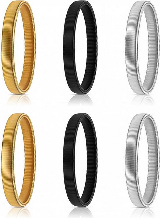 Knaak Mouwophouder - 6 Stuks - Elastische Metalen Armbanden - Sleeve Holders - Unisex - Metaal