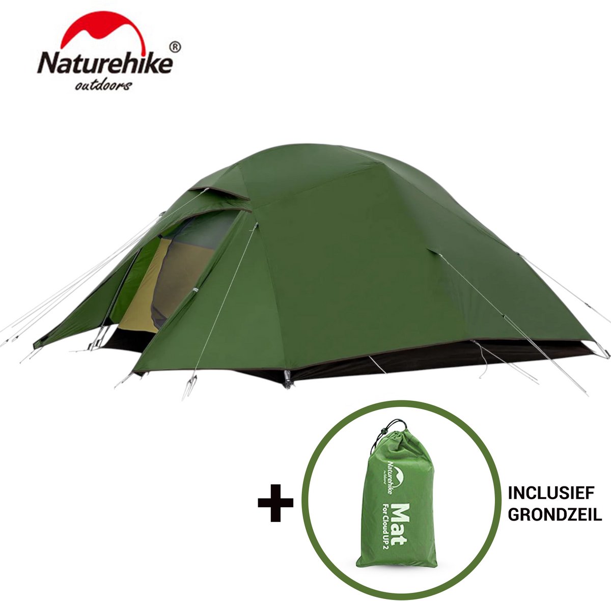 Cloud Up 3 Upgraded - Naturehike® - Tent 3 persoons - Lichtgewicht tent - Incl. grondzeil - 20D 4000MM - Outdoor kampeertent - Waterdicht - Hiking & Wandelen
