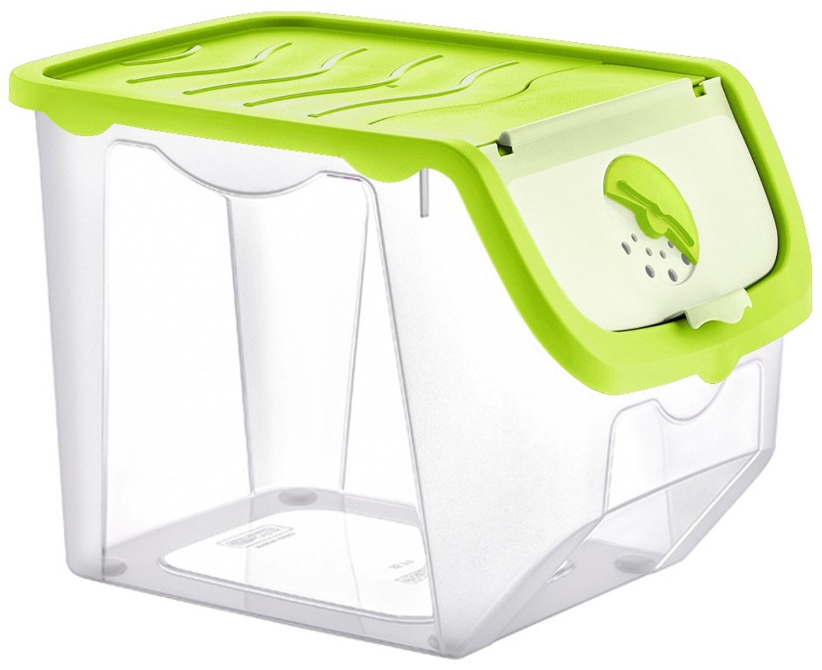 Doos voor Groenten en Fruit met Deksel Groen 12 l - Aardappelbak - Aardappelpot - Bewaardoos - Container - Koelkast Organizer - Opbergbox - Fruitkist