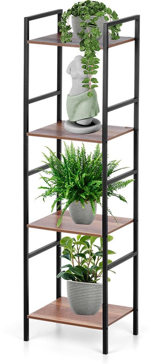 Stellingkast Metaal Zwart 29,5x23,5x106,5 cm - Boekenplank - Opbergrek