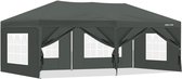 Vélite Partytent 3x6 – met Zijwanden – Opvouwbare Easy Up Tent – 800D Waterdicht Doek – Inclusief Haringen en Touwen – Stevige Partytent voor Evenementen – 600 x 300 cm – Grijs - Partytent 6x3