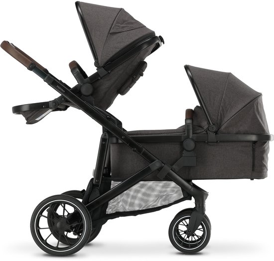 Deryan Evy V2 Kinderwagen 2in1 - Duo Kinderwagen - Uitbreidbaar inclusief reiswieg en zitje - Grijs
