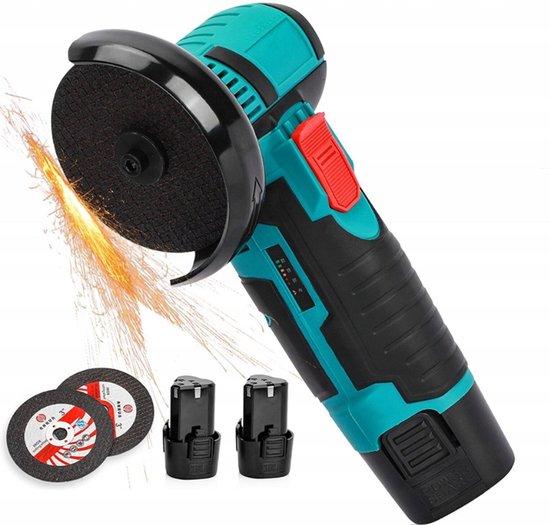 Foto: Accu haakse slijper 76mm mini slijptol incl twee 21v accu s brushless