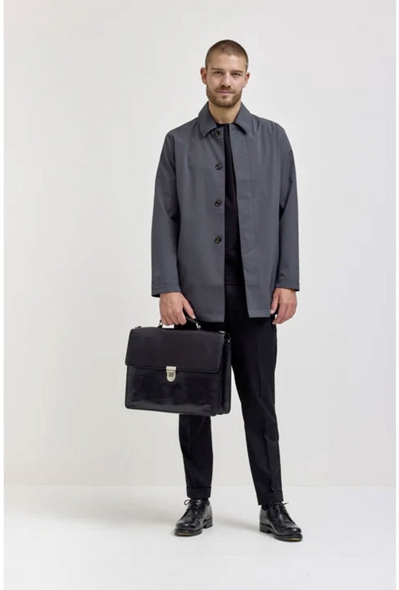 JOST Leren Afzonderlijke gevallen Business tas met laptopvak Briefcase Black Zwart