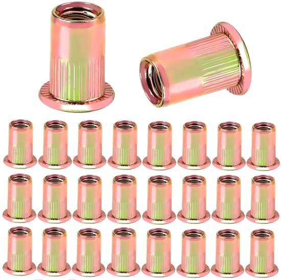 Foto: 120pcs m6 rivet nuts metric rivet nuts flat head thread nuts voor automotive furniture decoratie elektrische en industri le producten
