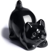 ZITUZY Obsidiaan kattenkristallen, helende stenen, kattendecoratie, zwarte obsidiaankat, zwarte kattenfiguur, slapende kat, helende steenbeeld voor kattenliefhebbers