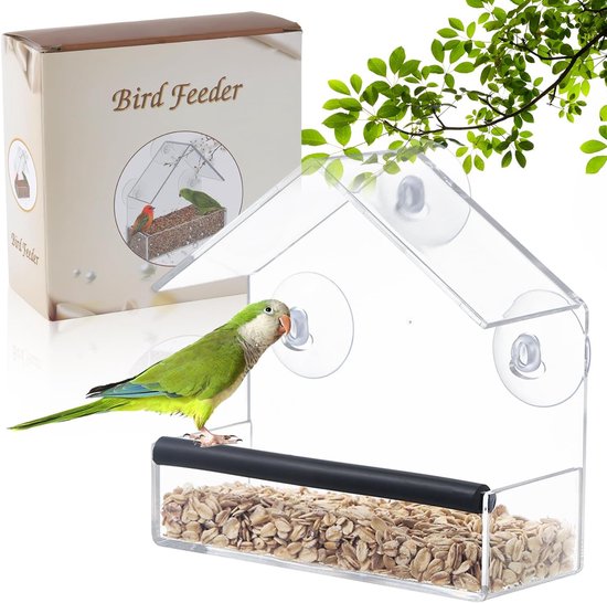 Transparant Acryl Vogelvoederhuisje Met Zuignappen - Voor Aan Het Raam - Geschikt Voor Mezen, Mussen En Andere Wilde Vogels