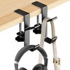 Lot de 2 Crochet métalliques pour casque - Support pour casque avec double Crochet - Support universel en aluminium pour casque de Gaming sous le bureau - Crochet réglable antidérapant pour casque - 11 x 4,5 cm