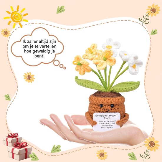 Pocket Hug Positieve Bloem, Grappige Positieve Breiwol Zonnebloem Motiverende Cadeaus voor Vriendinnen, Collega's en Familie (geel) van Merkloos — afbeelding 5