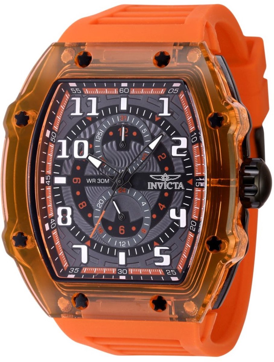 Invicta Racing 48718 Heren Horloge - Waterdicht - Analoog - Quartz Uurwerk - Plastic met zwarte Wijzerplaat - 48mm